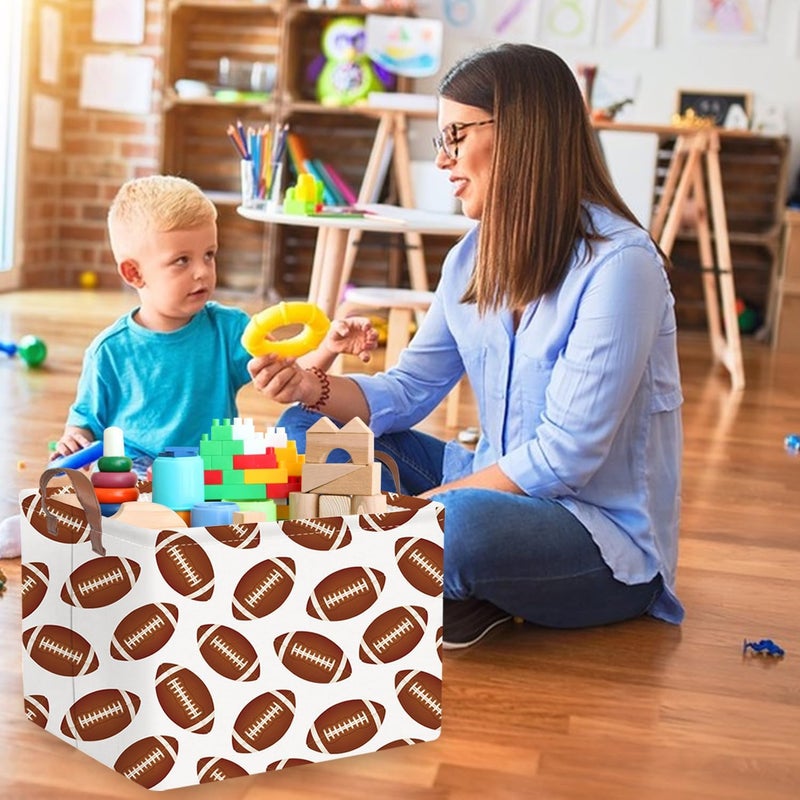 FXOCSHE FXOLCSHE Rectangular Football Basket,Toy Organizer,Gift basket with handles,Kids Toys Storage Basket,Gift Box,Room decor (Footballs) - Image 3